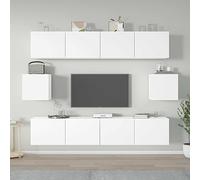 Iiaky 6 Piece TV Cabinet Set White Engineered Wood,Free Combination Adjustable TV Cabinet Media Entertainment Center Storage Shelf,Modern TV Unit Console Table for Living Room Bedroom