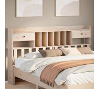 Iiaky 855502 Headboard with Storage 180 cm Solid Wood Pine,Headboard With Built in Cabinets Bedroom Display Shelf Bookcase Bedroom Storage Cabinet Wooden Storage Backboard Bed Accessory