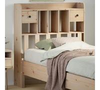 Iiaky 855520 Headboard with Storage 100 cm Solid Wood Pine,Headboard With Built in Cabinets Bedroom Display Shelf Bookcase Bedroom Storage Cabinet Wooden Storage Backboard Bed Accessory