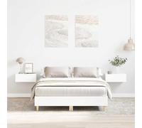 Iiaky 861066 Bed Frame No Mattress White 135x190 cm Double Engineered Wood Double Bed Frame,Platform Bed Frame,Noise-cancelling Design,Engineered Wood Slat Support,Solid Support Leg,Easy Assembly,Unde