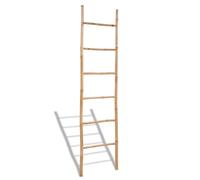 Iiaky Bamboo Towel Ladder with 6 Rungs-Freestanding Towel Rack Drying Stand with 5 Hanging Rails Wooden Bathroom Clothes Rack Clothing & Towels Freestanding Holder