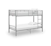 Iiaky Bunk Bed Grey Metal 90x200 cm,Single over Single Loft Bed Frame with Ladder and Safety Guardrail, Home Bedroom Dormitory Space-Saving Twin High Sleeper Beds for Kids Teens Adults