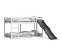 Iiaky Bunk Bed with Slide and Ladder White 80x200 cm Solid Wood Pine,Single over Single Loft Bed Frame with Ladder and Safety Guardrail,Home Bedroom Dormitory Space-Saving High Sleeper Beds for Kids