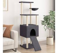 Iiaky Cat Tree with Sisal Scratching Posts Dark Grey 153 cm,Cat Tree Tower Scratching Posts Multilevel Cat Climbing House with Condos & Ladder Cat Activity Centre for Indoor Cats