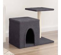 Iiaky Cat Tree with Sisal Scratching Posts Dark Grey 50.5 cm,Cat Tree Tower Scratching Posts Multilevel Cat Climbing House with Condos & Ladder Cat Activity Centre for Indoor Cats