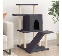 Iiaky Cat Tree with Sisal Scratching Posts Dark Grey 97 cm,Cat Tree Tower Scratching Posts Multilevel Cat Climbing House with Condos & Ladder Cat Activity Centre for Indoor Cats
