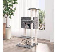 Iiaky Cat Tree with Sisal Scratching Posts Light Grey 108.5 cm,Cat Tree Tower Scratching Posts Multilevel Cat Climbing House with Condos & Ladder Cat Activity Centre for Indoor Cats