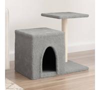 Iiaky Cat Tree with Sisal Scratching Posts Light Grey 50.5 cm,Cat Tree Tower Scratching Posts Multilevel Cat Climbing House with Condos & Ladder Cat Activity Centre for Indoor Cats