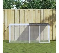 Iiaky Chicken Cage with Roof Anthracite 203x98x90 cm Galvanised Steel,Walk In Chicken Run Galvanized Chicken Coop Hen Poultry House Cage Rabbit Hutch Pet Playpen Backyard With Water-Resistant Cover