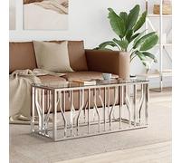 Iiaky Coffee Table 110x45x45 cm Stainless Steel and Glass,Mid Century Modern Coffee Tables for Small Spaces Simple Center Table for Living Room