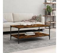 Iiaky Coffee Table Smoked Oak 100x55x40 cm Engineered Wood-Coffee Table,Wood Coffee Table with Storage Shelf,Center Tea Table for Living Room Home Office