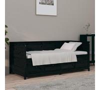 Iiaky Day Bed without Mattress Black 75x190 cm Small Single Solid Wood Pine-Wooden Daybed,Cabin Bed,Solid Guest Bed&Sofa Bed,Pull out Storage Drawer for Living Room and Bedroom