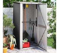 Iiaky Garden Shed Anthracite 118.5x97x209.5 cm Galvanised Steel,Garden Shed, Metal Shed Tool Storage House with Floor Foundation and Lockable Double Doors