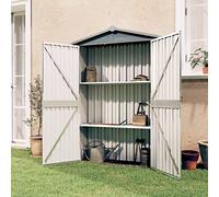Iiaky Garden Shed Grey 116x45x175 cm Galvanised Steel,Metal Garden Shed, Outdoor Galvanized Storage House