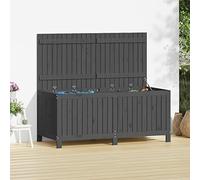 Iiaky Garden Storage Box Grey 147x68x64 cm Solid Wood Pine,Wood Deck Box,Garden Storage Bench with Flexible Hinges and Handle,Indoor Outdoor Furniture Chest Organizer for Cushion Pillow Gardening Tool