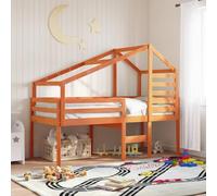 Iiaky Kids' Bed Roof Wax Brown 188x82x113 cm Solid Wood Pine,Bunk Bed for Kids,Wooden Bunk bed Double Single Bed,for Kids