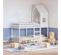 Iiaky Kids' Bed Roof White 60x89x134.5 cm Solid Wood Pine,Bunk Bed for Kids,Wooden Bunk bed Double Single Bed,for Kids