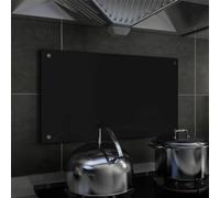 Iiaky Kitchen Backsplash Black 70x40 cm Tempered Glass-Tempered Glass Splashback for Kitchen,Toughened Glass Heat Resistant Splashbacks for Cookers - Pre-Drilled Holes with Fixing