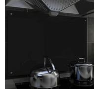 Iiaky Kitchen Backsplash Black 90x60 cm Tempered Glass-Tempered Glass Splashback for Kitchen,Toughened Glass Heat Resistant Splashbacks for Cookers - Pre-Drilled Holes with Fixing