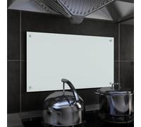 Iiaky Kitchen Backsplash White 70x40 cm Tempered Glass-Tempered Glass Splashback for Kitchen,Toughened Glass Heat Resistant Splashbacks for Cookers - Pre-Drilled Holes with Fixing