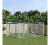 Iiaky Outdoor Dog Kennel Silver 4x4x2 m Galvanised Steel,Outdoor Pets House for Outdoors,Foldable,for Dogs,Cats,Rabbits,Waterproof
