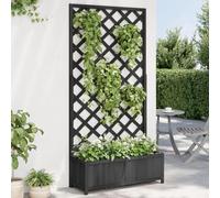 Iiaky Planter with Trellis Black Solid Wood Fir,Planters with Trellis for Vine Climbing, Wooden Raised Beds for Garden Patio, Outdoor Planter Box for Vegetables, Flowers, Herbs