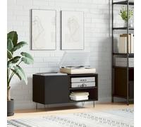 Iiaky Record Cabinet Black 85x38x48 cm Engineered Wood-Record Player Stand,Turntable Stand Sofa Side Table with Open Shelves,Vinyl Record Storage Cabinet Vintage End Table for Living Room,Bedroom and