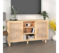 Iiaky Sideboard Brown 105x30x60 cm Solid Wood Pine and Natural Rattan,Buffet Storage Cabinet Living Room Wood Kitchen Sideboard Accent Cabinet