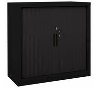 Iiaky Sliding Door Cabinet Black 90x40x90 cm Steel-Bedside Cabinet Unit Document Storage,Wood Office Printer Stand Table Filling Side Drawers Nightstand