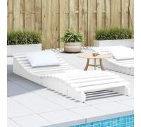 Iiaky Sun Lounger White 205x70x31.5 cm Solid Wood Pine-Sun Bed Chair with High Backrest,Outdoor Chaise Lounge Chair for Poolside,Backyard and Garden