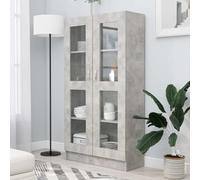 Iiaky Vitrine Cabinet Concrete Grey 82.5x30.5x150 cm Engineered Wood,High Gloss Fronts Living Room Cupboard Display Unit Cabinet Sideboard Free Standing Bookcase Storage