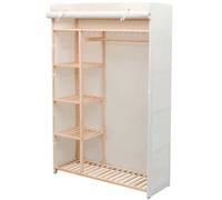 Iiaky Wardrobe Fabric and Pinewood 110x40x170 cm-Fabric Wardrobe,Foldable Closet with Hanging Rail,Clothes Rack,Storage Organiser for Bags,Toys,Shoes,Living Room,Bedroom,Cloakroom