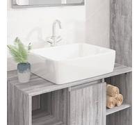 Iiaky Wash Basin White 48x37x13 cm Ceramic Rectangle-Cloakroom Basin Hand Washing Sink,Modern Design Gloss CounterT O P Basin Cloakroom Sink for Bathroom Lavatory,Vanity Cabinet