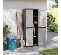 Iiaky Water Resistant Multispace Plastic Cupboard - Garden Storage Box Outdoor Locker,Outdoor Storage Cabinet Grey and Black 65x37x165 cm PP