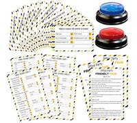 IIDEA Office Party Friendly Feud Game with 2 Answer Buzzers, Team Building Feud Cards for Family Game Night Fun Trivia Quiz for Work Staff Coworkers Groups (28 Cards)