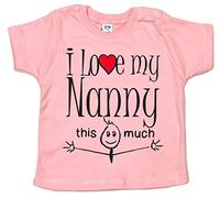 IIE, I Love My Nanny This Much, Cute Grandchild Grandson Granddaughter Baby Unisex T-Shirt, 6-12m, Pink