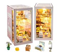 iiecreate - 3D Wooden DIY Kit, Dollhouse Bookshelf Decor, with LED Bookends, Dollhouse Kit, Crafts, Hobbies, Gifts