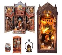 iiecreate DIY Miniature House Dollhouse Kit Magic Library in The Prosperous Kit Tiny House Insert Decor Booknook Model Build Gift Kit