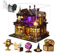 iiecreate DIY Wooden Crafts Magic Doll House Mini Handmade Kit with Dust Proof Cover and Music Movement, Room Idea Gift for Dollhouse Miniature with Furniture (Magic Treasure)