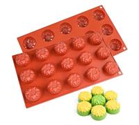 iiecrKiie Cake Silicone Mold Mini Mousse Cake Baking Mold,3D Cupcake Bakeware Baking Dish Cake Pan Muffin Mould (15 Chrysanthemums)