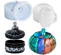 iiecrKiie Resin Molds, Halloween Epoxy Resin Molds,Storage Box Silicone Molds for Resin Art, Candle Jar, Halloween Decor, Jewelry Trinket Container, 1, stochastic