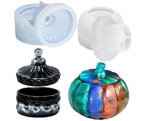 iiecrKiie Resin Molds, Halloween Epoxy Resin Molds,Storage Box Silicone Molds for Resin Art, Candle Jar, Halloween Decor, Jewelry Trinket Container, 1, stochastic