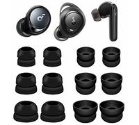 IiEXCEL Double Flange Compatible with Soundcore Space A40 Ear Tips, Noise Reduce Replacement Silicone Eartips Buds Cover Accessories Compatible with Soundcore Life P3 A1 Space A40 - S/M/L Black