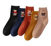 IIG 3-6 Pairs Womens Cute Animal Patterned Funny Novelty Cotton Crew Socks, Cute Bear 1-5 Pairs, 4-8 UK