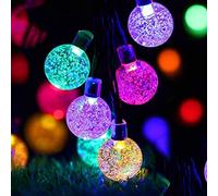 iihome 50ft 90 LED Solar Powered Outdoor String Lights Garden Crystal Ball Chrismas Globe Lights Decorative Lighting for Garden, Patio, Yard, Home, ChrismasTree, Parties,Multi-Colored
