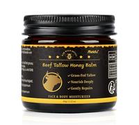 IIIMEIDU Beef Tallow for Skin, Tallow and Honey Balm for Face Moisturizer Balm, 100% Natural Organic Grass-Fed Beef, Honey, Vitamin E Oil for Body & Face