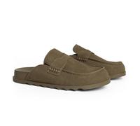 iiimmu Women Suede Backless Slip On Flat Shoes Casual Round Toe Comfortable Slides, taupe, 2/2.5 UK
