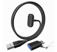 IIISOGNO USB Charger for Fitbit Charge 6/5 Luxe, Magnetic Charging Cable with Reset Button, Power Cord Replacement with Type-C Adapter for Fitbit Charge 6/5 Luxe Watch, (50CM | Black)