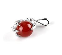 IIK Natural Stone Pendant Necklace For Women,Natural Red Agate Stone Pendant Handmade Gothic Sliver Dragon Claw Wrapped Gemstone Pendant Necklace Stone Necklace Lady Jewelry Gift For Women Girlfriend