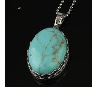 IIK Natural Stone Pendant Necklace For Women,Natural Turquoise Stones Pendants Hand-Engraved Oval Gemstone Pendant Necklaces Yoga Reiki Stone Necklace Women Jewelry Gift For Wife Girlfriend Friend